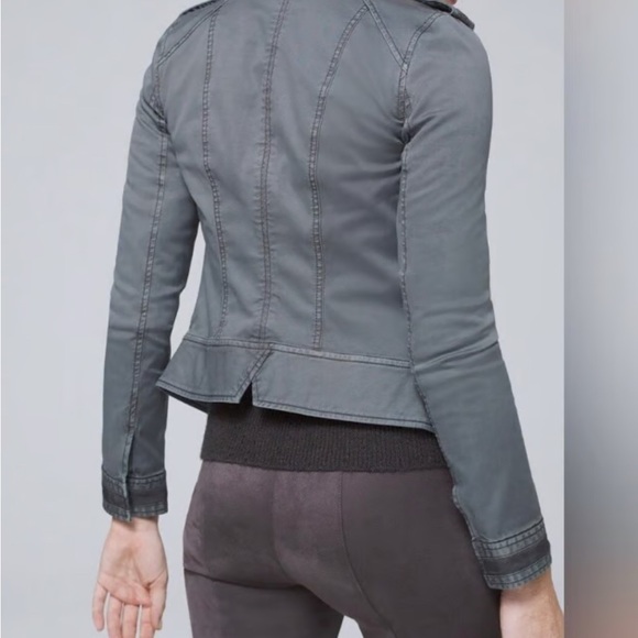 White House Black Market Jeweled-Band Military Style Women's Gray Jacket - Picture 3 of 6